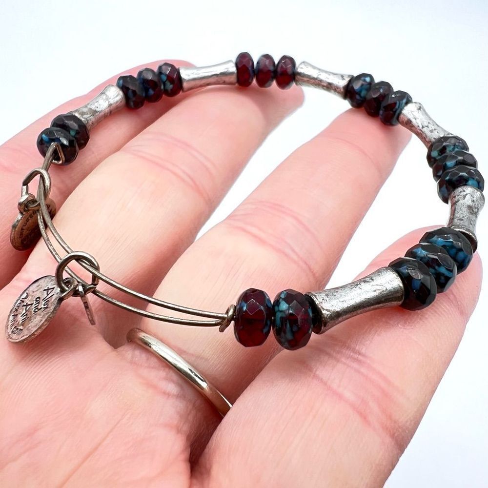 Alex and Ani Beaded Bangle Bracelet garnet‎
